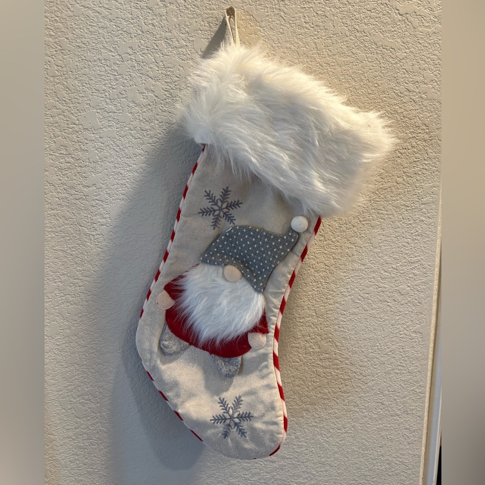 Festive Christmas Stocking with Gnome NWOT
